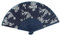 Fat-catz-copy-catz Foldable White Printed Geisha Japanese Chinese Navy Blue Cloth Wood Frame Hand Fan