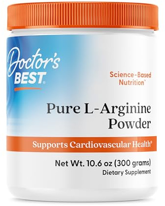 Doctor's BEST Pure L-Arginine Powder - L Arginine Supplement for Men & Women, Supports Nitric Oxide Levels & Heart Health, Blood Flow Support, Gluten Free, Vegan, Non GMO - 10.6 oz