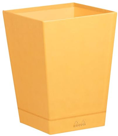 RHODIA 118820C - Corbeille à Papier Orange - 24 x 24 x 32 cm - Piqûres Sellier Orange - Extérieur Simili Cuir - Collection Home Office rama - Organisation de Bureau & Rangement Design