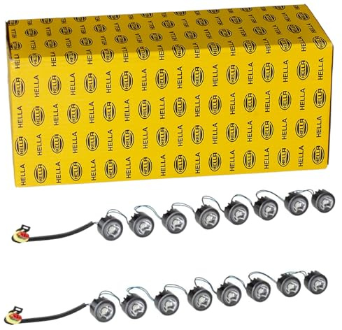 HELLA 2PT 010 458-761 LED-Daytime Running Light Set - LEDayFlex - 12/24V - Round - Fitting - Lens Colour: Crystal clear - Cable: 120mm - Vehicle Front - Set