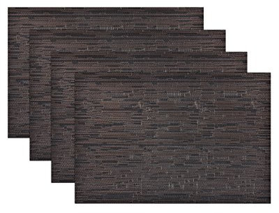 XSS Set of 4 Place Mats 45 x 30cm Rectangle Wipe Clean Tableware - Black/Copper