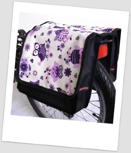 Kinder-Fahrradtasche Joy Satteltasche Gepäckträgertasche Fahrradtasche 2 x 5 Liter Farbe: 31 Owl 4 lila-Creme