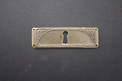 Antik Jugendstil Schubladen Möbelbeschlag, m. Griff, o. Loch, MS brüniert, ca. 32x95 mm, 159426.0B