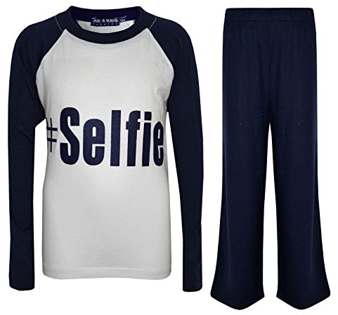 A2Z 4 Kids Mädchen #Selfie-Print Pyjama-Set Langarm Baumwoll-PJS Kinder-Loungewear - PJS #Selfie Navy 13