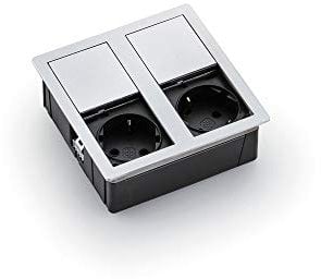 Kopp 939630013 VersaHIT Dual Einbausteckdose, 16 A, IP54, 3400 W, Edelstahl