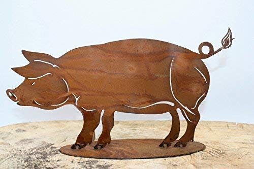 Rostikal Deko Schwein Pokie, Edelrost Gartenfigure & -skulptur aus Metall größe 2