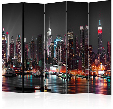 murando Raumteiler Foto Paravent New York 225x172 cm beidseitig auf Vlies-Leinwand Bedruckt Trennwand Spanische Wand Sichtschutz Raumtrenner Home Office Stadt NYC d-B-0185-z-c