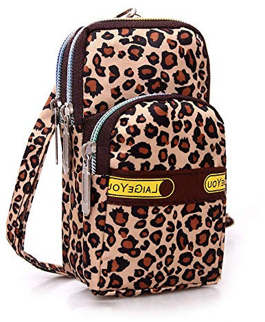 Damen Umhängetasche Handy Umhängetasche Brieftasche Tasche, Handtasche Wristlet Geldbörse zum Tragen Karte Handy für Frauen (Leopardenmuster)
