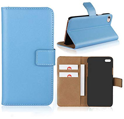 Smart Fit Sport iPhone Leather Case - SFS Leather Wallet Folio Case for iPhone X/XS 4/4S 5/5S 5C 6/6s 6 Plus 7/8 7 Plus/8 Plus (for iPhone 5/5s, Blue)