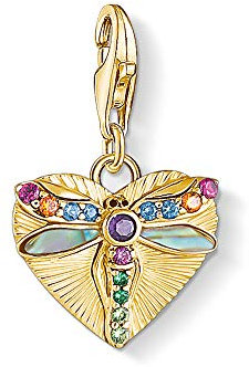 Thomas Sabo Damen-Charm-Anhänger Herz mit Libelle gold 925 Sterlingsilber gelbgold vergoldet 1810-295-7