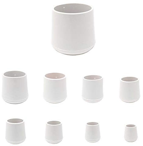 Multipurpose Feet Caps Stoppers. White Rubber Ferrules with Hard-Wearing Steel Insert - Made in Germany (White, 22mm - See Second Image Before Ordering This Size, Pack of 12)
