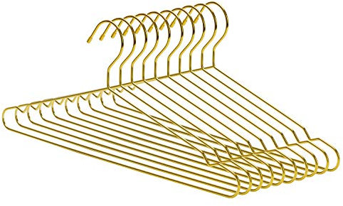 Nature Smile Strapazierfähige, Goldfarbene Metall-Kleiderbügel, platzsparende Drahtbügel, Metall-Kleiderbügel, Standard-Kleiderbügel, ideal für den täglichen Gebrauch, 10 Stück, Gold