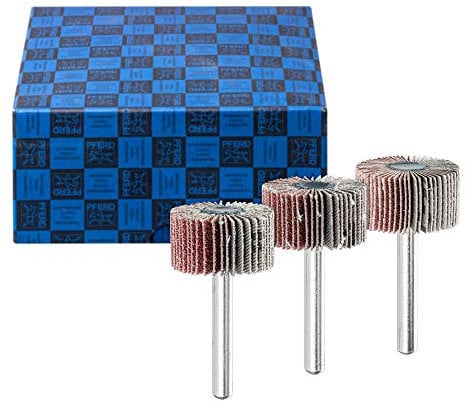 PFERD Fächerschleifer-Set F, 3-tlg. | Korund Ø30x15mm Schaft-ø 6mm A60, 80, 120 | 44498002 – für Feinschliff & Finish
