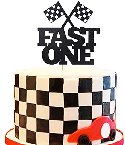 Mcqueen Birthday Party Supplies For 1st Birthday - Mcqueen Birthday Cake Topper For Photo Booth Props And Backdrop Cake Smash, Best Fast One Birthday Party Decorations For Kids (Fast One Cake Topper)