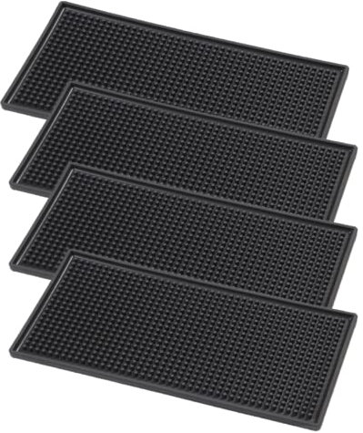 AHUNTTER Lot de 4 tapis de service en caoutchouc antidérapant pour bar, café, cuisine, restaurant, comptoir - 30,5 x 15,2 cm - Noir