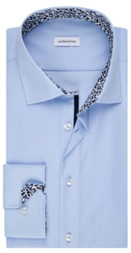 Seidensticker Herren Business-Hemd - Extra Slim Fit - Bügelfrei - Kent-Kragen - Langarm - Patch - 100% Baumwolle, Hellblau, 41 EU