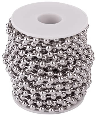 PandaHall Kugelkette aus Edelstahl, 6 mm, verstellbare Kettenverlängerung für selbstgemachte Halskettenherstellung, Edelstahl-Farbe