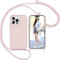 Nupcknn Liquid Silikon Handykette Hülle für iPhone 13 Pro Hülle Necklace(abnehmbar) Hülle mit Kordel zum Umhängen Handy Schutzhülle mit Band (Rosegold, 6.1)