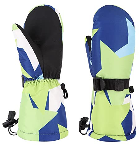 Pesaat Handschuhe Kinder Winter Jungen Wasserdicht Skihandschuhe Wärmende Fingerhandschuhe Mit Dinosaurier Fausthandschuhe (Stern, 2-4 Jahren)