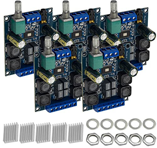 AZDelivery 5x Digital amplifier board TPA3116D2 with two channel stereo amplifier, 2 x 50W digital stereo amplifier board 12V 24V for speakers and DIY projects incl. eBook
