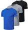 HUAKANG 3Pack Sports Tshirts Men Running Top Short Sleeve Quick Dry T-Shirt Breathable Gym Tee Sport Shirts for Men(520 Black Grey Blue-L)