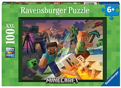 Ravensburger Kinderpuzzle 13333 - Monster Minecraft - 100 Teile XXL Minecraft Puzzle für Kinder ab 6 Jahren