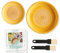 evergrate Geniales Duo: Tellerreibe + Dipschale Motiv Sonnengelb mit 2 Küchenpinsel und 2 Rezepthefte