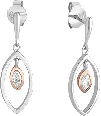 Zeeme Basic Damen Ohrhänger 925/- Sterling Silber 2,6cm Glänzend Zirkonia weiß 341220109