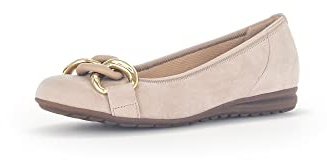 Gabor Damen Klassische Ballerinas, Frauen Flats,Moderate Mehrweite (G),Ballerina-Schuhe,Ballett-Schuhe,flach,Oak (Uni+Gold),42 EU / 8 UK