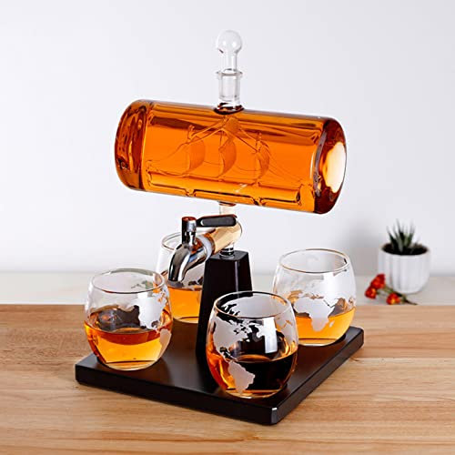 5PCS Vintage Creative Boat Shaped Decanter Whisky Glass Decanter for Red Wine for Wine Liqueur,Bourbon, Women's Gift