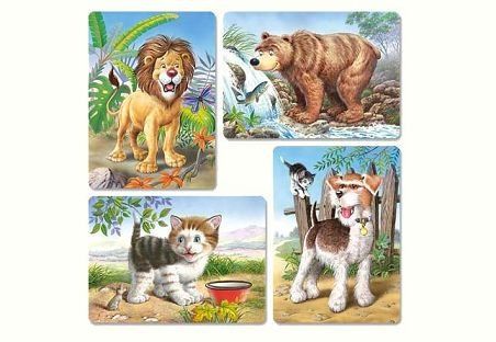 alles-meine.de GmbH 4 in 1-8 12 15 20 Teile Puzzle/Kinderpuzzle Kinder Tiere Hund Katze BÄR LÖWE Set - Maxipuzzle Maxi große Teile - für Kinder
