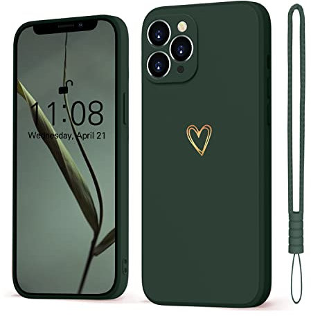 Mitetabo für iPhone 11 Pro Hülle Gold Liebesherz, Handyhülle iPhone 11 Pro Mädchen Case Weich Silikon Slim Stoßfest Kratzfeste Süßes Gold Love Schutzhülle für iPhone 11 Pro 5.8 Grün
