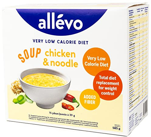 Hähnchen-Nudel-Suppe - kalorienarmer Mahlzeitenersatz - Unterstützung bei Diät, Abnehmen & Gewichtskontrolle - 15 Portionen - Allévo by Alpha Foods
