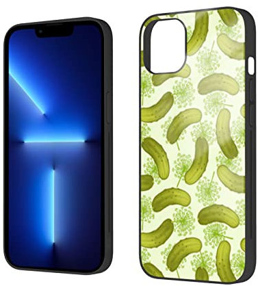 AROONS Sushi Pickles Bedruckte Handyhülle für iPhone 14 Hülle 6,1 Zoll Stoßfest Gehärtetes Glas Case Cover, Anti-Fingerabdruck, Nicht Vergilben