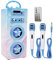 Kidsonor Kids Bluetooth Karaoke Machine with 2 Microphones, Wireless Remote Control Portable Karaoke Music MP3 Player Loudspeaker with Microphones for Kids Adults Home Party (Blue)