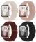 Lot de 4 bracelets tressés antidérapants compatibles avec Apple Watch,41 mm, 40 mm, 38 mm, 45 mm, 44 mm, 42 mm, 49 mm, réglables,En nylon élastique,Pour iWatch séries SE/8/7/6/5/4/3, 42mm,45mm,49mm