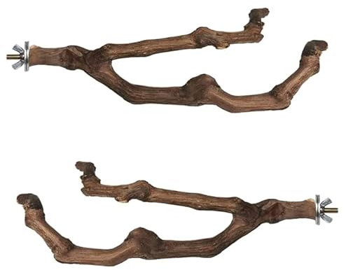 LEEVUS Bird Toys Bird Perch Parrot Standing Branch Natural Wood Stand Grapevines Bars Cage Snuggle 2Pcs