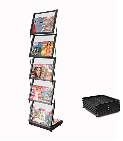 BLV 5 Schicht Faltbare prospektständer & prospekthalter Zeitschriftenständer Büroregale Katalog Literaturständer Für Gemeinsamer Empfangsbereich und Messen (A3 (160H*45B*37T))