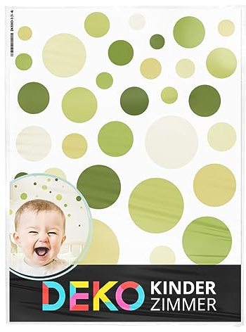 DEKO KINDERZIMMER Wandtattoo Punkte für Babyzimmer 172 Stück Dots Wandsticker Pastell Farben Kinderzimmer Kreise selbstklebend Wandaufkleber grün DK1125-09