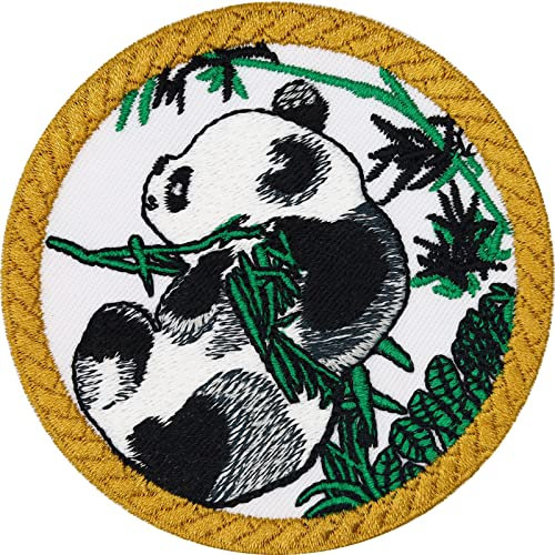 Pandabär Aufnäher Panda Aufbügler China Wildlife Patches Kinder Sticker Umweltschutz Aufkleber Naturfreunde Bügelbild Applikation zum aufnähen/aufbügeln | 75x75mm