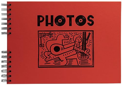 EXACOMPTA - Ref. 16783E – Fotoalbum Musicart rot – 150 Fotos – 50 schwarze Seiten – Format 32 x 22 cm – roter Einband mit schwarzer Markierung