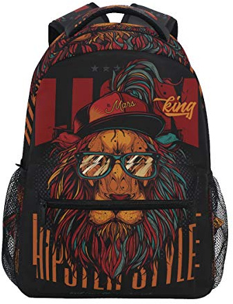IUBBKI Rucksack Retro Hiphop Löwe Tier Zitat Reise Daypack Große Kapazität Rucksack Casual Schule Buch Tasche Schultergurte Computer Laptop Tasche für Damen Herren Teenager Mädchen Jungen, Siehe