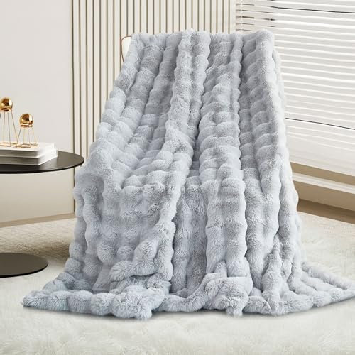 GKXLH Kuscheldecke Flauschig Decke - Weiche Plüsch Kuscheldecke, Fuzzy Kuschelig Decke Bettdecken, 1200GSM Kaninchen Kunstfell Leichte Decken Warme Flauschige Decke für Couch Bett Sofa (130x160cm)