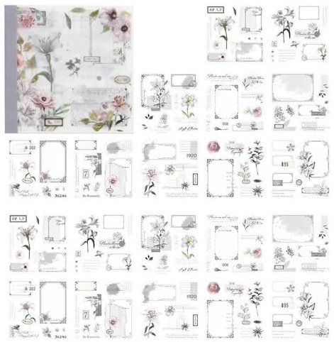Alideco Vintage Scrapbook Stickers Set Retro People Flowers Sticker Book for Adults Sticker journaling Stickers for Scrapbooking Tweezer 20Sheets/160Pcs (chundongjidong)