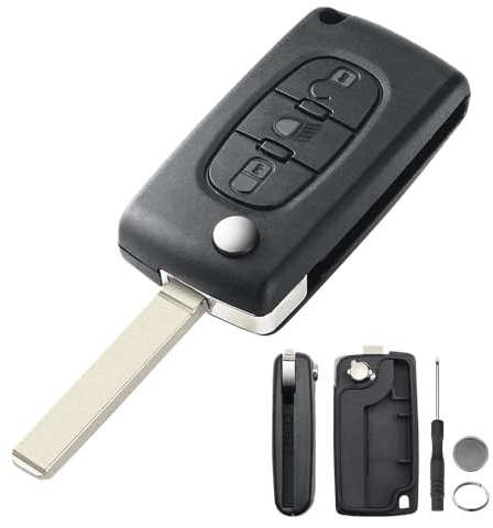 3 Buttons Key Fob Case Shell For Citroen C2 C3 C4 C5 C6 C8 Xsara Picasso (VA2 blade without groove/CE0523) for Citroen Xsara key fob with Screwdriver Key Ring Battery CR1620