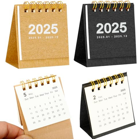 2 Packungen 2024 Schreibtischkalender Stehender Flip Mini 2024 Tischkalender für Planung Organisation Tagesplaner Anzug für Zuhause Schule Büro Tisch Schreibtisch Dekoration (braun, schwarz)