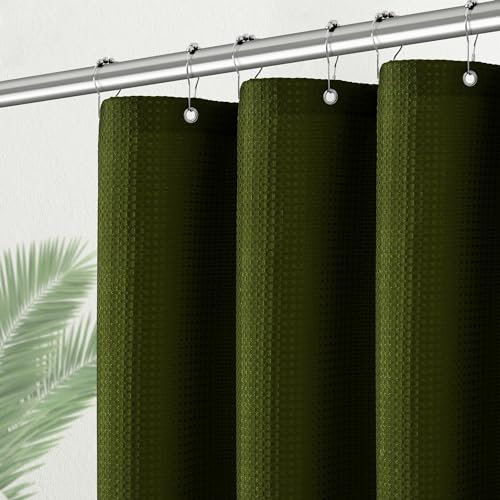PANGSINNE Rideau de douche 91,4 x 183 cm en tissu robuste texturé gaufré de qualité hôtelière, 256 g/m², vert kaki