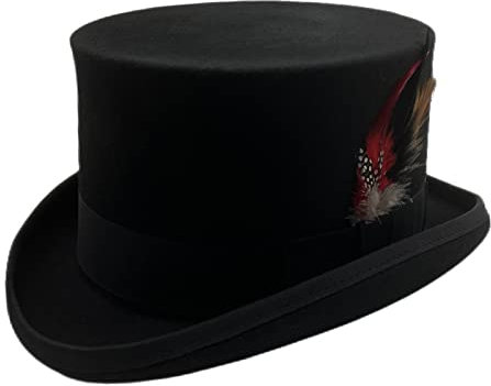 Willheoy Wool Top Hat for Men Satin Lined Topper Hat Black Mens Tophat Christmas Costume Cap