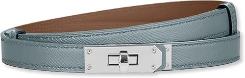 HEVIBK Ledergürtel Damen Gürtel Taillengürtel Damengürtel Leder Jeansgürtel Echtleder 26mm Breit schmaler Gürtel(Hellblau/Silber)