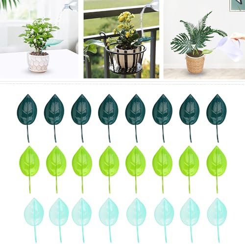 Vagocom 24Pcs Plant Pot Watering Funnel Devices,Watering Leaves for Pots,Tree Watering Funnel,Plant waterer for Indoor, Outdoor, House Plants(Three Colors, 8 Pcs Each)